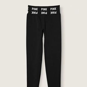 pink seamless leggings with logo band
